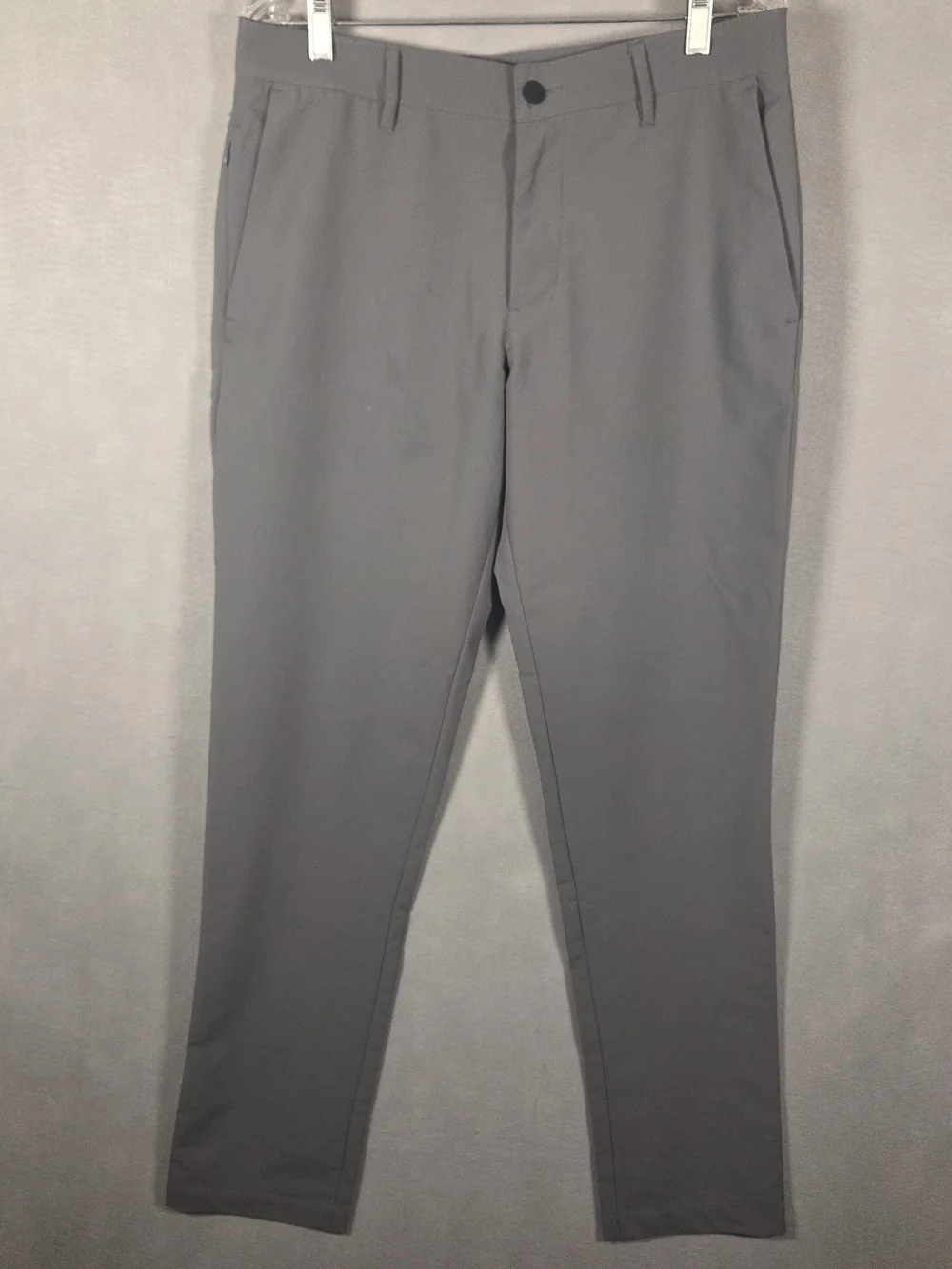 Banana Republic Men's Flat Front Slim Fit Pants With Stretch Wicking Gray (T637)
